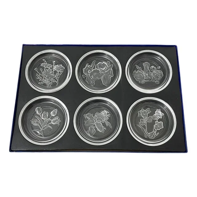 Crystal Glass Coasters from Val Saint Lambert, Set of 6