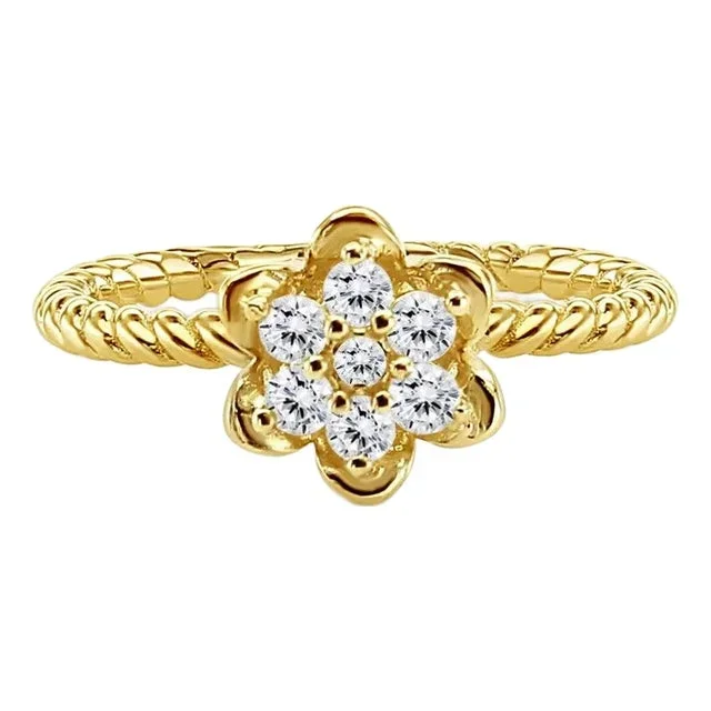 Cubic Zirconia Tulip Ring 14k Yellow Gold, Size 7