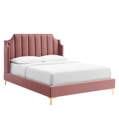 Daniella Performance Velvet Queen Platform Bed / MOD-6412