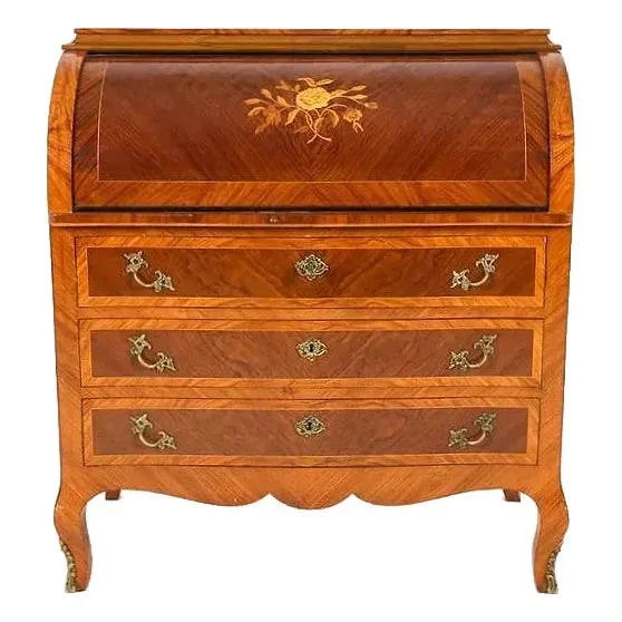 Danish Holger Christensen Rosewood & Satinwood Cylinder Rolltop Secretary Desk