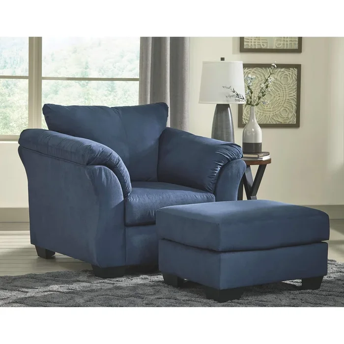 Darcy – Blue – 2 Pc. – Chair With Ottoman