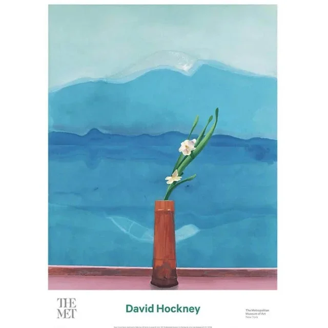 David Hockney – Mount Fuji and Flowers Poster, 2016