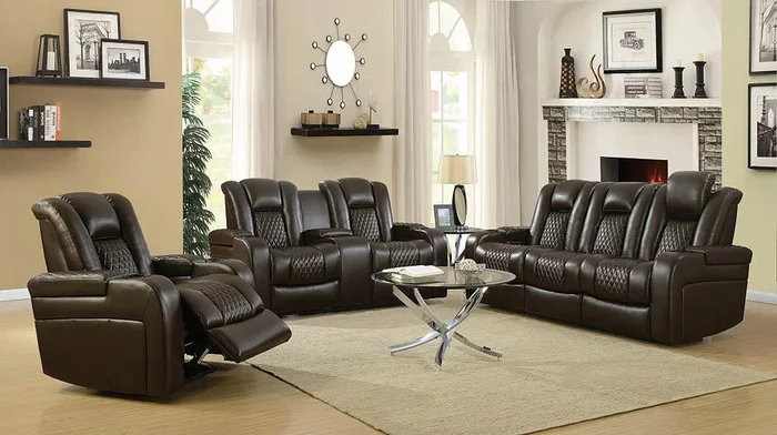 Delangelo Motion Collection – Brown – Power 2 Loveseat