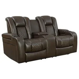 Delangelo Power^2 Loveseat With Drop-down Table Brown