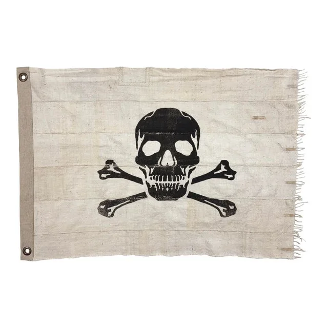 Distressed Cotton Flag, Vintage Style Pirate Skull, Jolly Roger