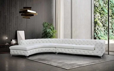 DIvani Casa Kohl – Contemporary White LAF Curved Shape Sectional Sofa w/ Chaise / VGEV-2179-WHT-LAF-SECT