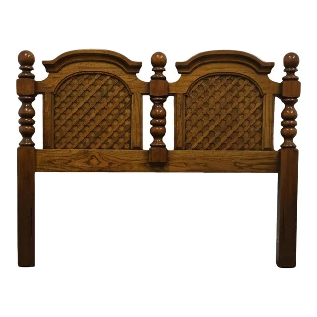 Dixie Furniture Solid Pecan Spanish Mediterranean Style Queen Size Lattice Panel Headboard 500-116