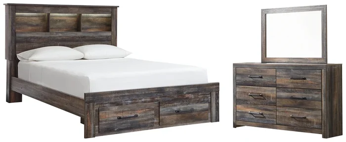 Drystan Bookcase Bed With 2 Storage Drawers With Mirrored Dresser