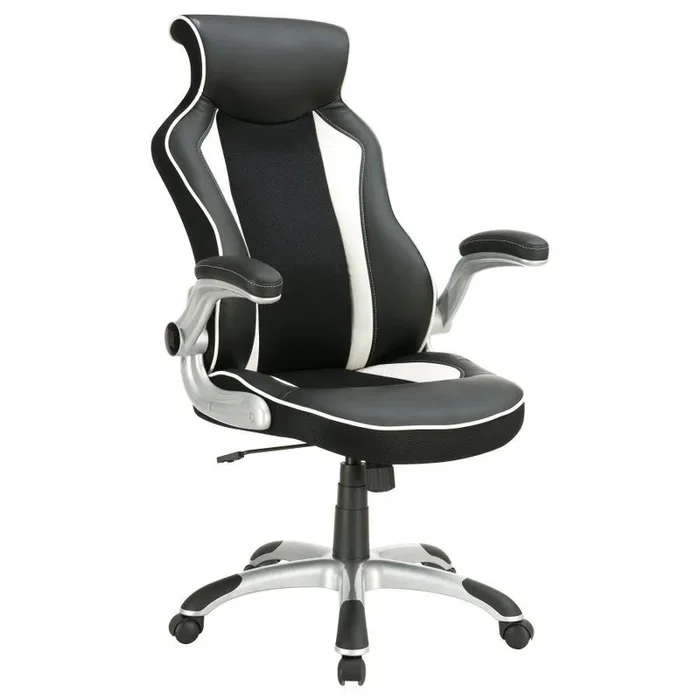 Dustin – Upholstered Adjustable Home Office Desk Chair – Black, Ergonomic Design with Leatherette Upholstery & Adjustable Height