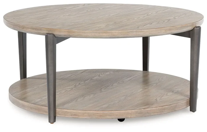 Dyonton – Round Cocktail Table – Light Grayish Brown