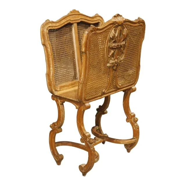 Early 1900s French Caned Louis XVI Style Porte-Revues Music Sheet Holder