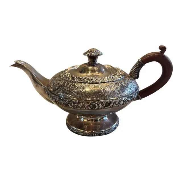 Early 1900s Silver Plate Repousse Tea Pot