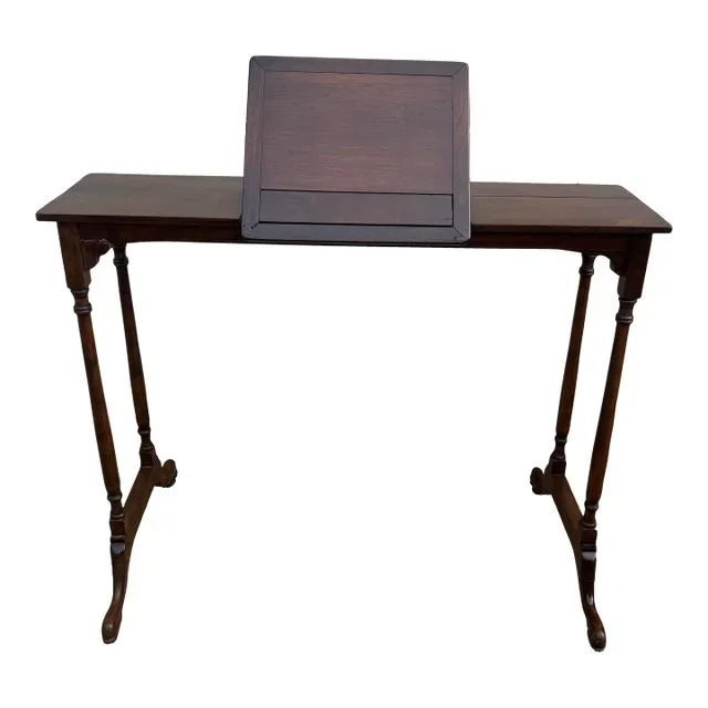 Early 20th Century English George III Mahogany Reading or Music Table With Trestle Base