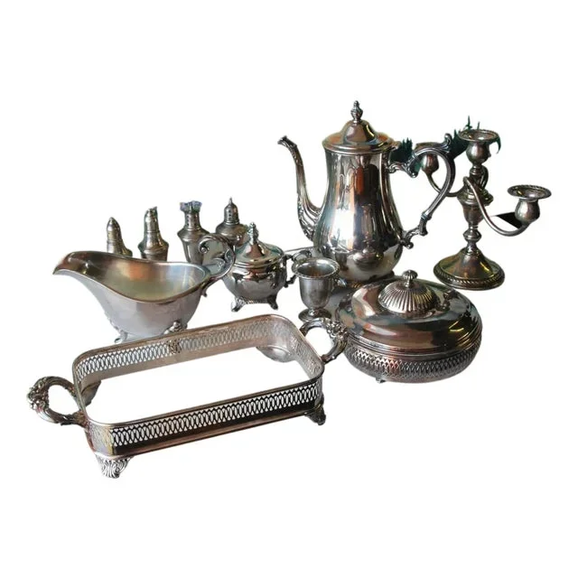 Early 20th Century Set of 11 Various Silver Plated Serving Pieces