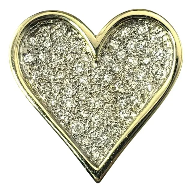Early 21st Century 14 Karat Yellow Gold Diamond Heart Pendant Slide