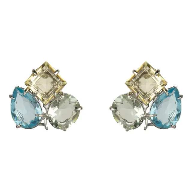 Eloise Studs Base Metal, Light Green, Clip On