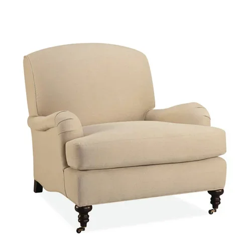 English Roll Arm Velvet Chair