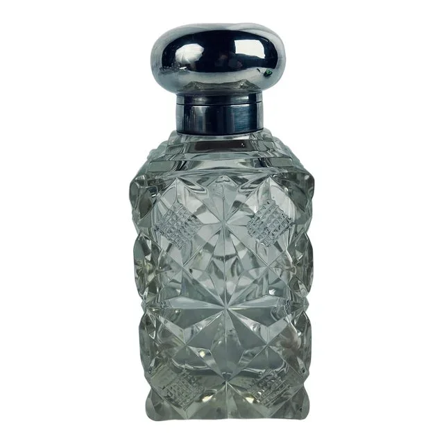 English Sterling Silver & Cut Glass Vanity Jar, Early 20th Century