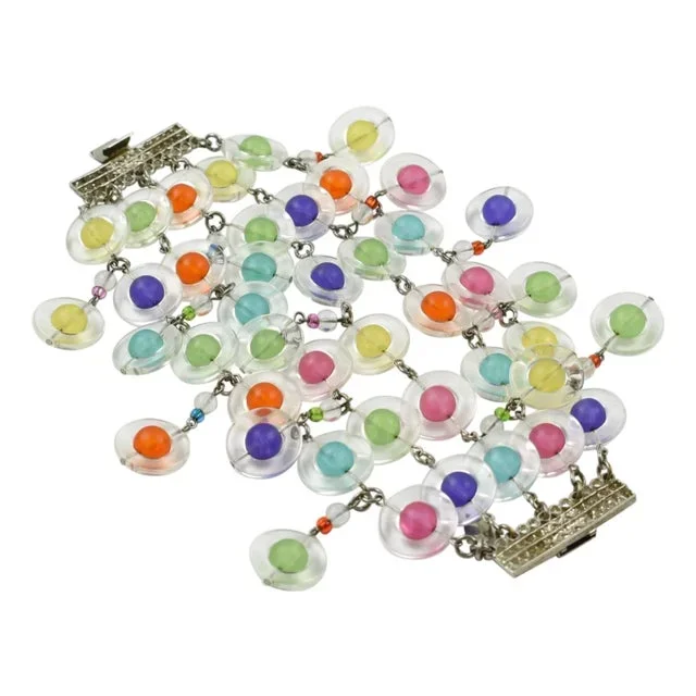 Erickson Beamon Multicolor Lucite Link Bracelet With Dangle Charms