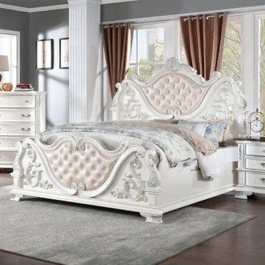 ESPARANZA Queen Bed, Pearl White / CM7478WH-Q-BED