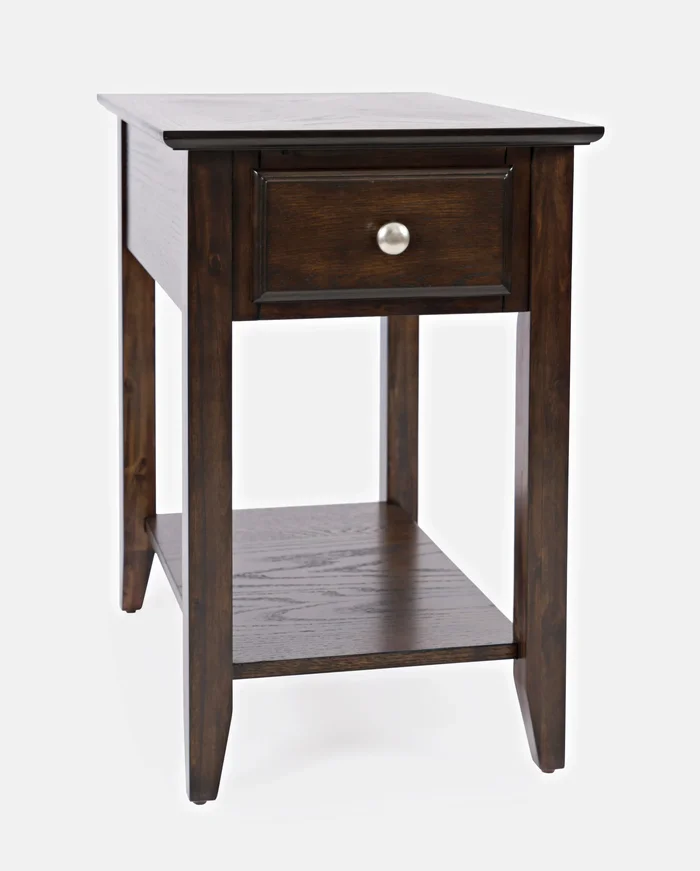 Espresso Chairside End Table with Drawer Shelf 1037-7 by Jofran at Old Brick Furniture & Mattress Co.