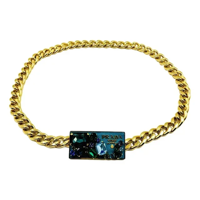 Fabulous & Rare Prada Gemstone Buckle & Gold Chain Belt
