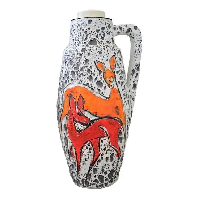 Fat Lava Floor Lamp with Deer from Scheurich Keramik, 1960s