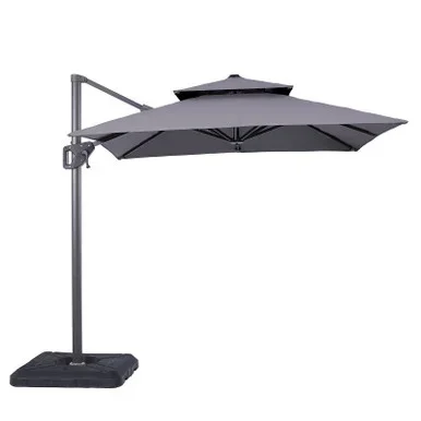 FIDA 8′ Square Umbrella, Double Top, Gray / LA-A029GY
