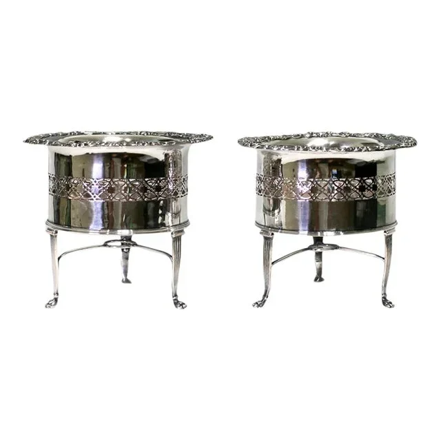 Fine Antique Silver Neoclassical Wine Stands / Holders / Coasters, a Pair