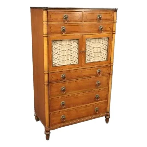 Fine Quality Kittinger Satinwood English Regency Inlaid Gentleman’s Dresser