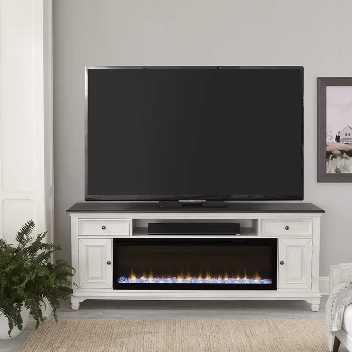 Fireplace TV Consoles – 82″ Fireplace TV Console – White