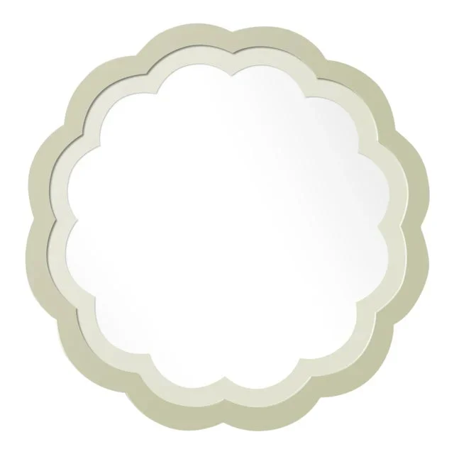 Fleur Home x Chairish Audobon Peony Circle Mirror in Cooking Apple Green, 48×48