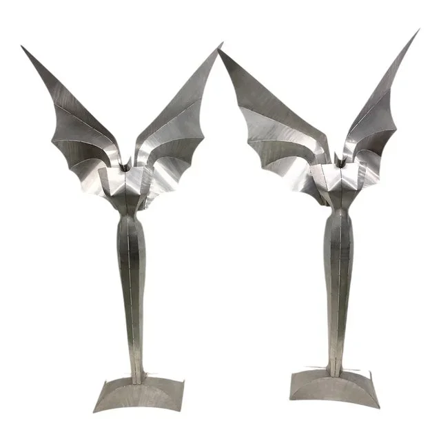 Floor Lamps Angel Illuminated Sculpture by Reinhard Stubenrauch, 1980s, Set of 2