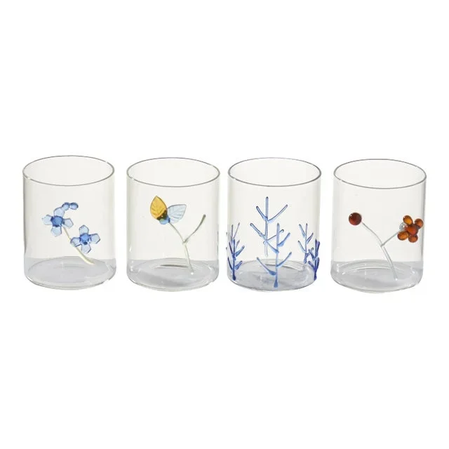 Flowers Cocktail Glasses, Set of 4