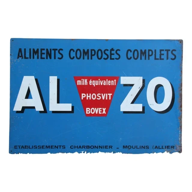 French Blue Metal Wall Sign, 1950s