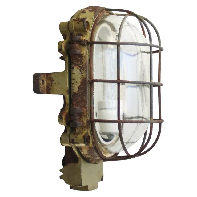 French Industrial Cast Iron and Clear Glass Wall Lamp from Mapelec Amiens