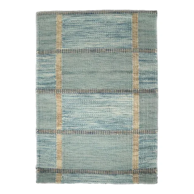 Freya Geometric Rug by Celerie Kemble for Chairish in Soft Blues, 6’x8′