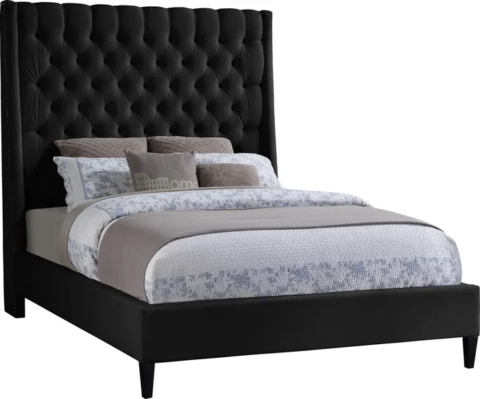 Fritz Black Velvet King Bed