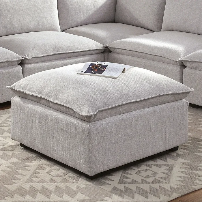 Furniture Of America Arlene Light Gray Contemporary Ottoman Model CM6547-OT
