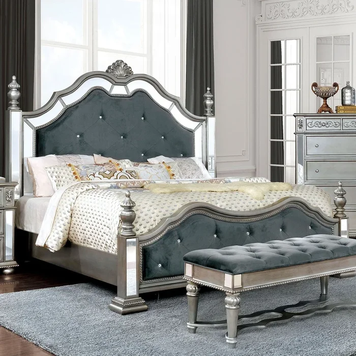 Furniture Of America Azha Silver/Gray Glam Queen Bed Model CM7194Q-BED