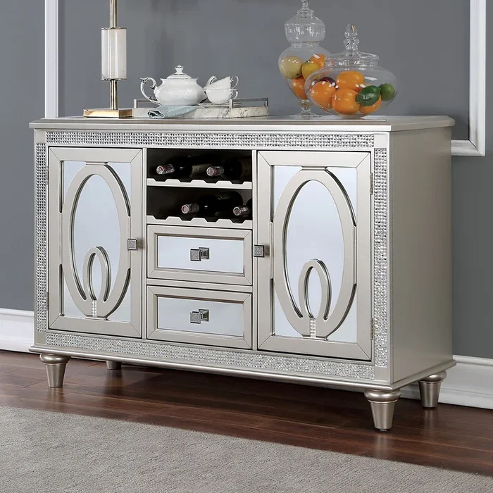 Furniture Of America Cathalina Silver Transitional Server, Silver Model CM3541SV-SV
