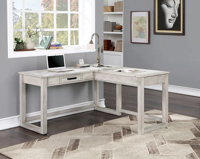 Furniture Of America Galarga Antique White Transitional Lift-Top Corner Desk Model CM-DK418WH