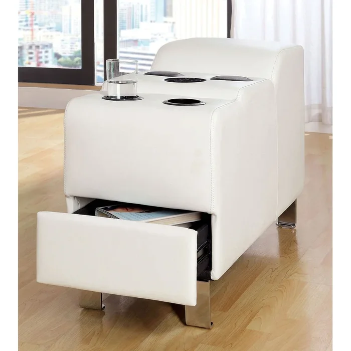 Furniture Of America Kemina White Contemporary Bluetooth Speaker Console Model CM6833WH-CS