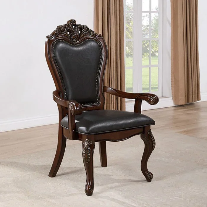Furniture Of America Manzanita Dark Cherry Black Arm Chair Model FM3261CH-AC-2PK