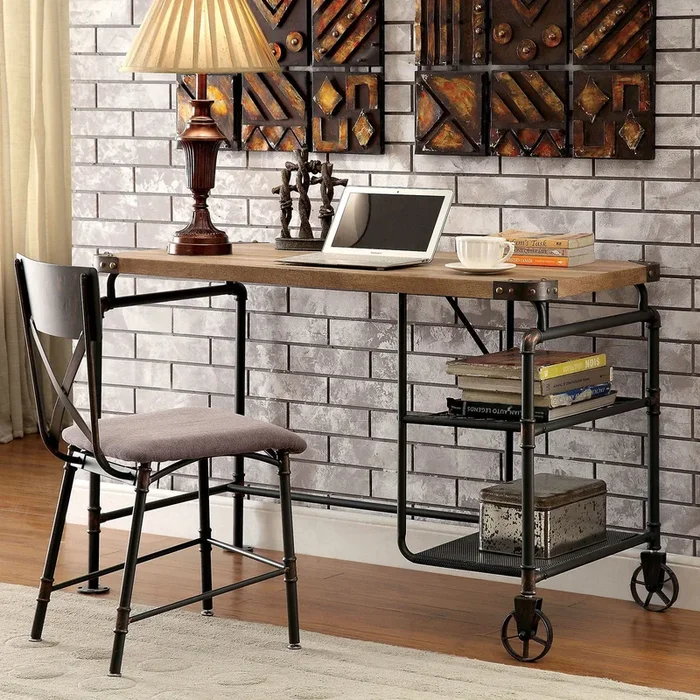 Furniture Of America Olga Antique Black Industrial Desk Model CM-DK6913
