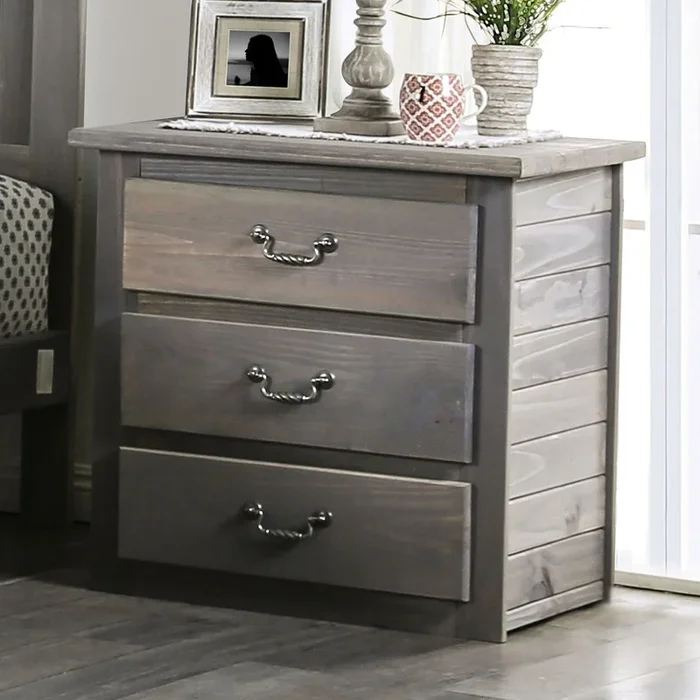 Furniture Of America Rockwall Weathered Gray Rustic Night Stand Model AM7973N