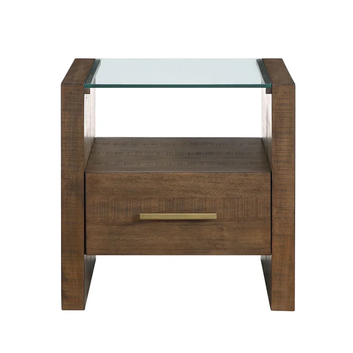 Garland Glass Top End Table, Toffee Finish GA100E by Steve Silver at Old Brick Furniture & Mattress Co.