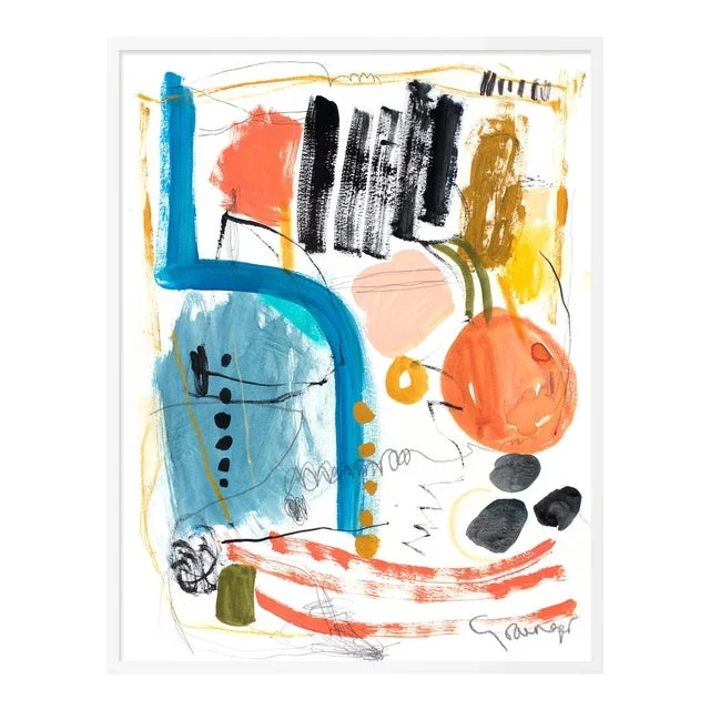 Gathering by Lesley Grainger in White Frame, Small Art Print