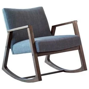 Gianna Upholstered Rocking Chair With Wooden Arm Grey and Walnut