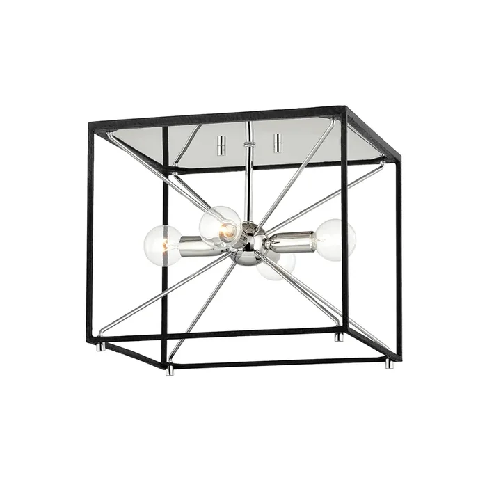 Glendale 4 Light Chandelier – Polished Nickel/Black